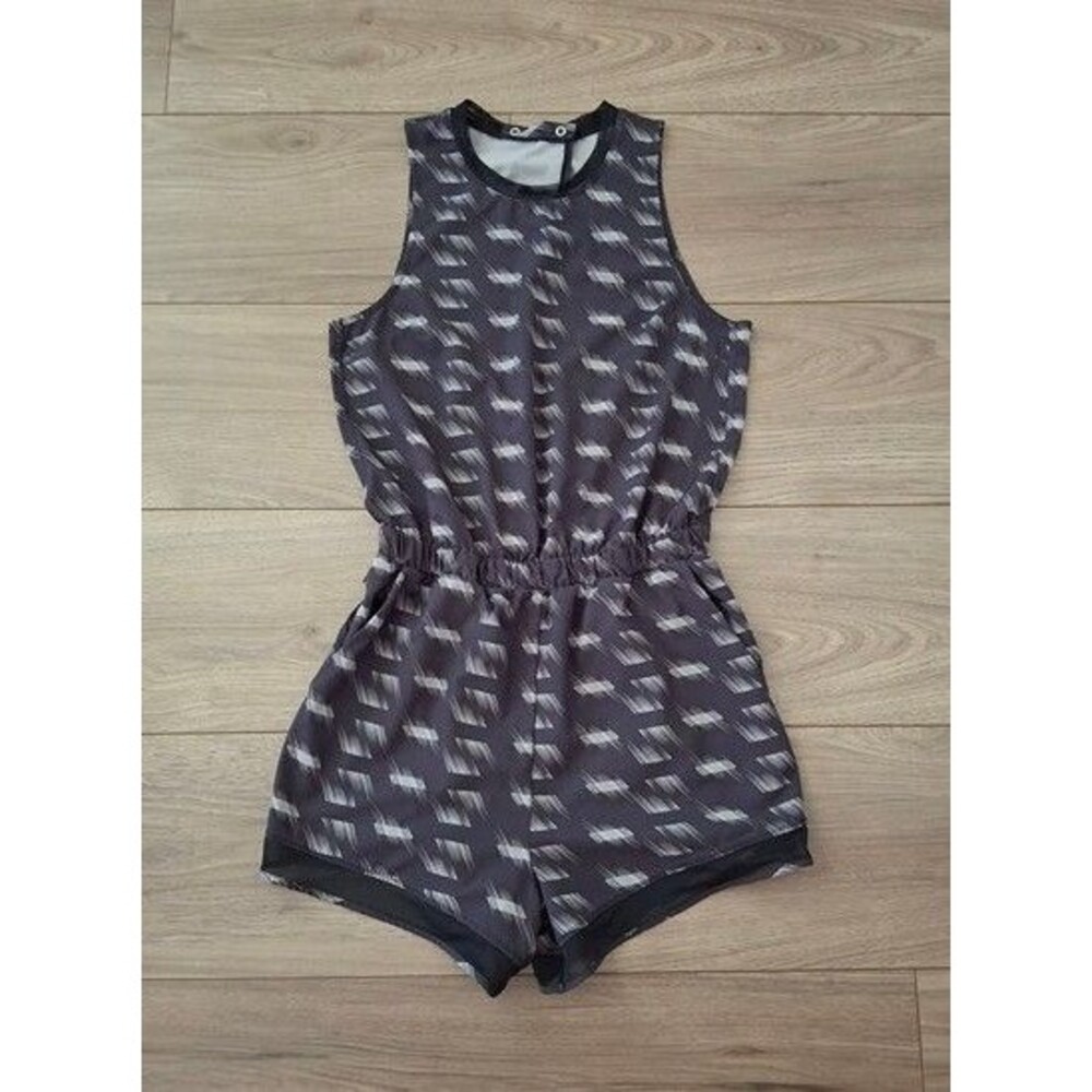 Zella Getaway Blouson Romper, Women's XS, Black Halide Geo Print - Picture 2 of 8